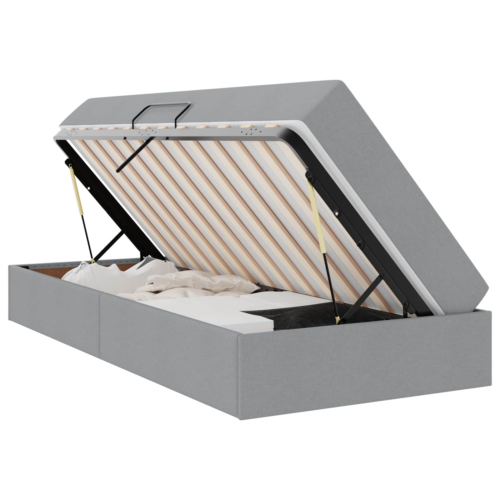 Κρεβάτι με αποθηκευτικό χώρο και στρώμα με στρώμα Ανοιχτό γκρι - Pakobazaar