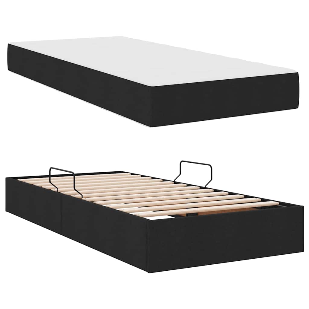 Κρεβάτι με αποθηκευτικό χώρο και στρώμα Μαύρο 100 x 200 cm - Pakobazaar