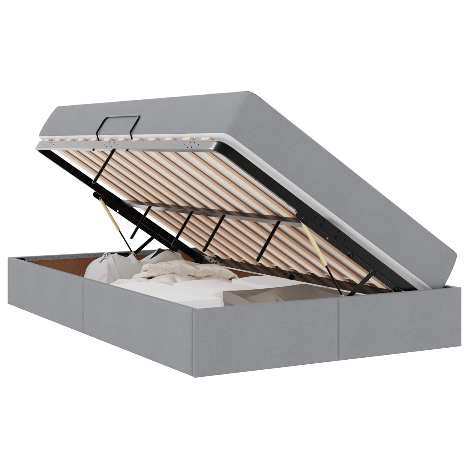 Κρεβάτι με αποθηκευτικό χώρο και στρώμα με στρώμα Ανοιχτό γκρι - Pakobazaar