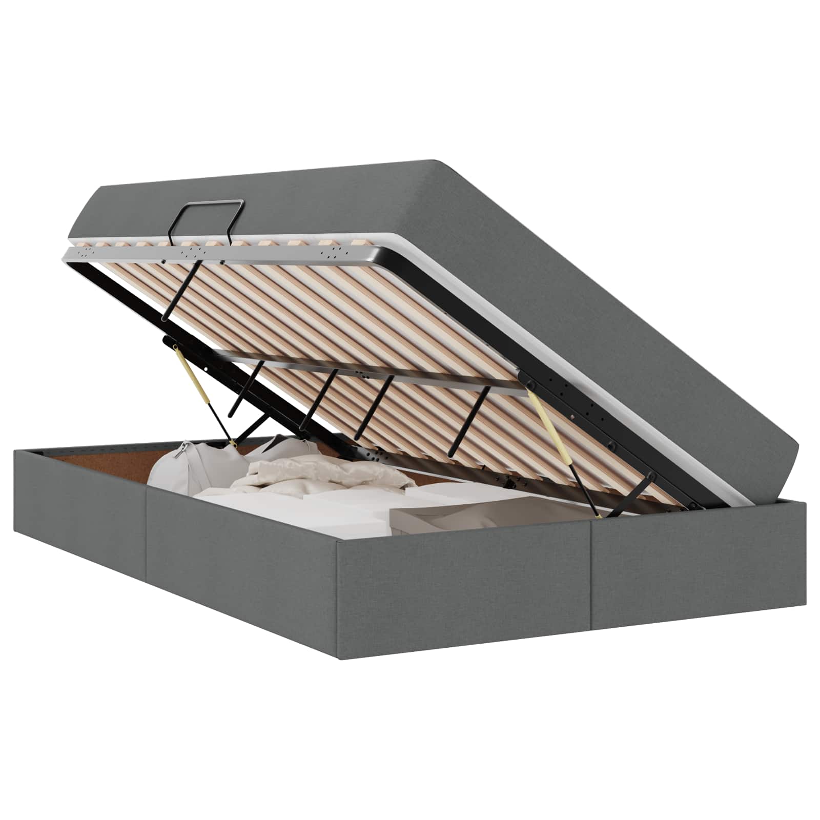 Κρεβάτι με αποθηκευτικό χώρο και στρώμα με στρώμα Σκούρο Γκρι - Pakobazaar