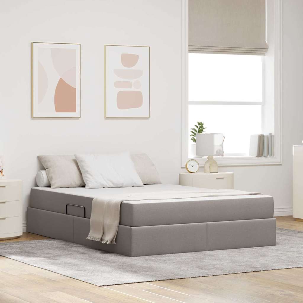 Κρεβάτι με αποθηκευτικό χώρο και στρώμα Taupe 140 x 190 cm