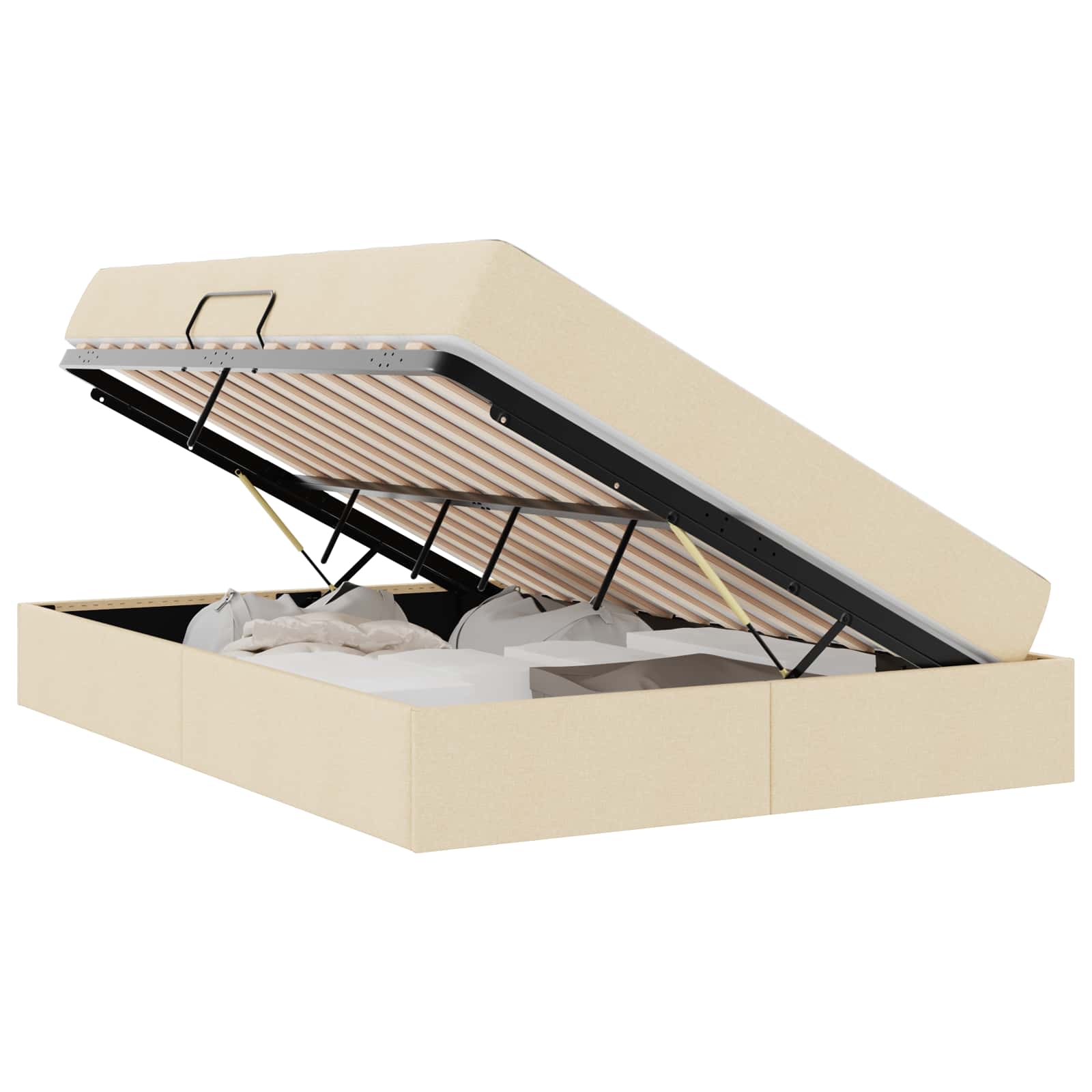 Κρεβάτι με αποθηκευτικό χώρο και στρώμα Κρεμ 140 x 190 cm - Pakobazaar