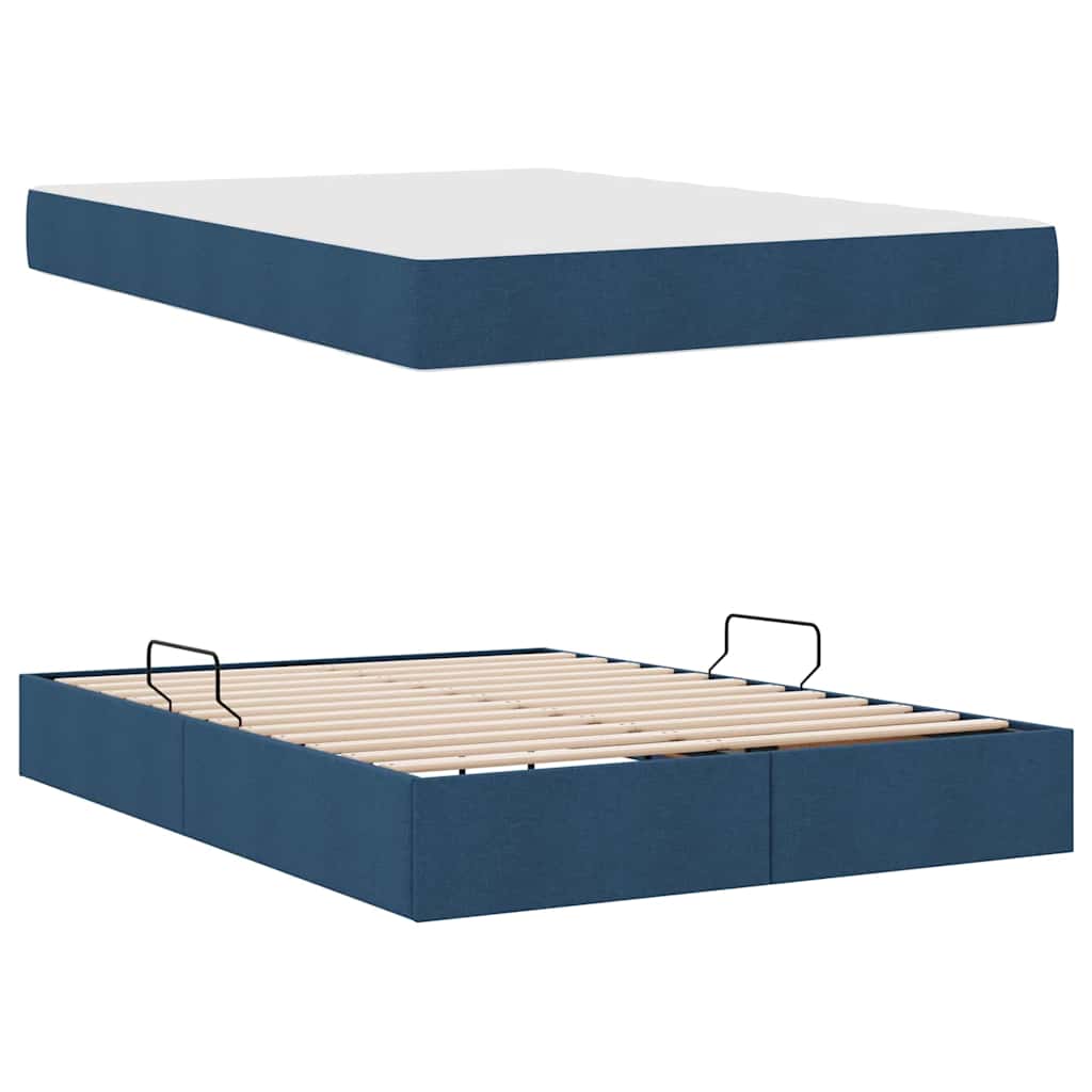 Κρεβάτι με αποθηκευτικό χώρο και στρώμα Μπλε 140 x 190 cm
