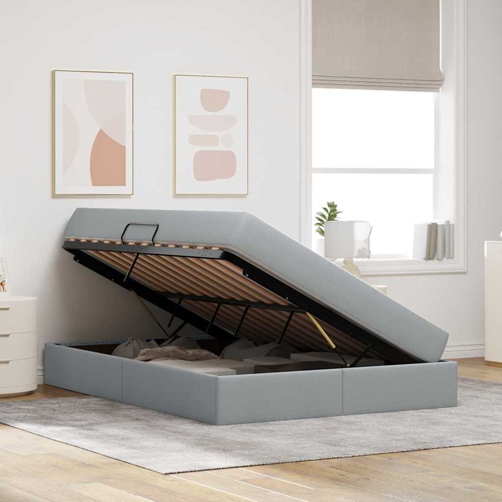 Κρεβάτι με αποθηκευτικό χώρο και στρώμα με στρώμα Ανοιχτό γκρι - Pakobazaar