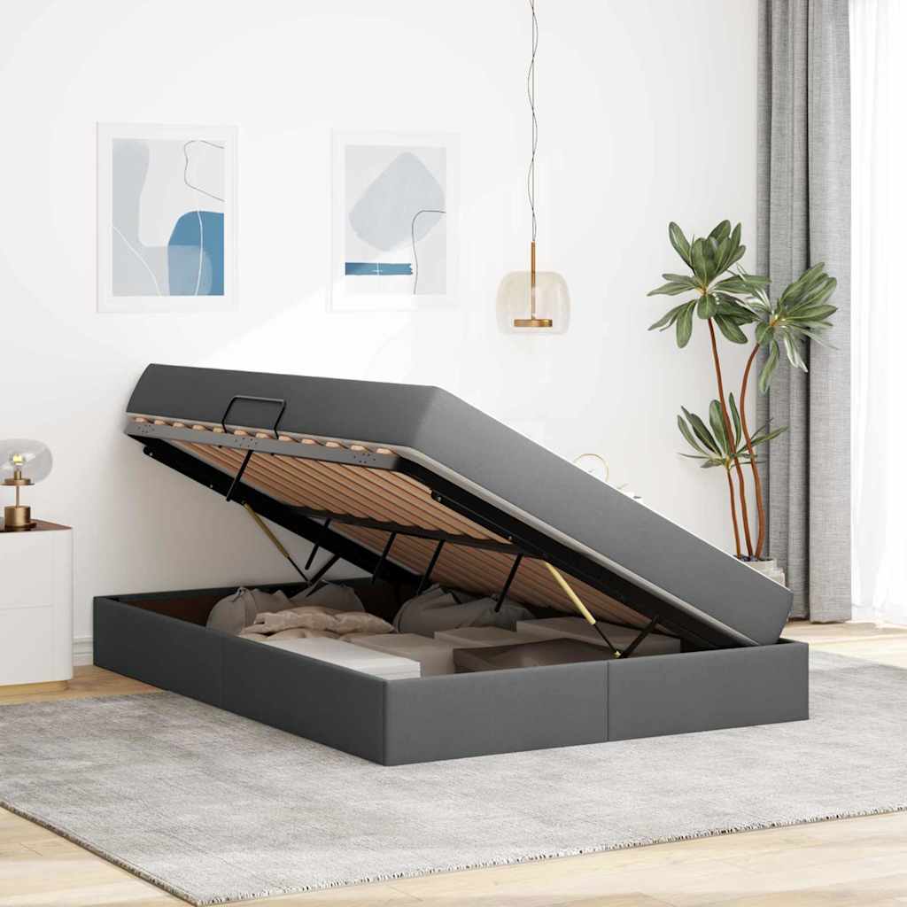 Κρεβάτι με αποθηκευτικό χώρο και στρώμα με στρώμα Σκούρο Γκρι
