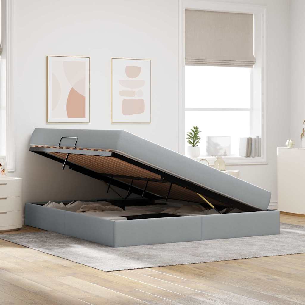 Κρεβάτι με αποθηκευτικό χώρο και στρώμα με στρώμα Ανοιχτό γκρι - Pakobazaar