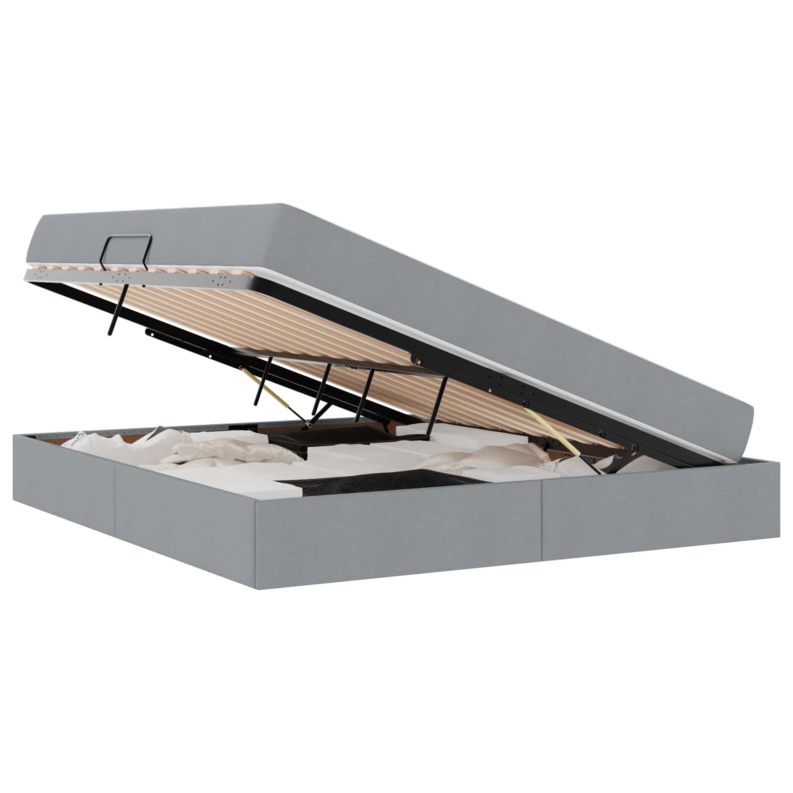 Κρεβάτι με αποθηκευτικό χώρο και στρώμα με στρώμα Ανοιχτό γκρι - Pakobazaar