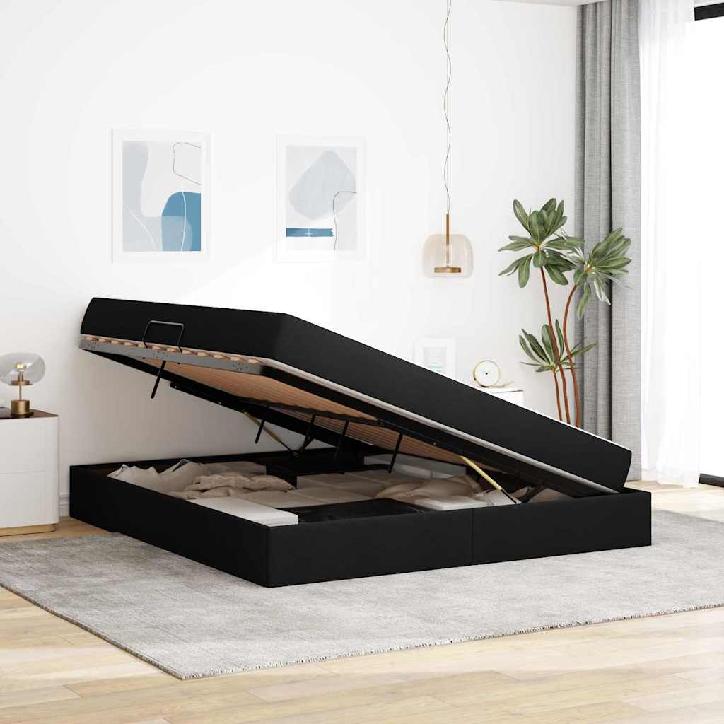 Κρεβάτι με αποθηκευτικό χώρο και στρώμα Μαύρο 160 x 200 cm - Pakobazaar