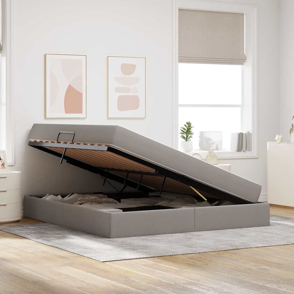 Κρεβάτι με αποθηκευτικό χώρο και στρώμα Taupe 180 x 200 cm - Pakobazaar