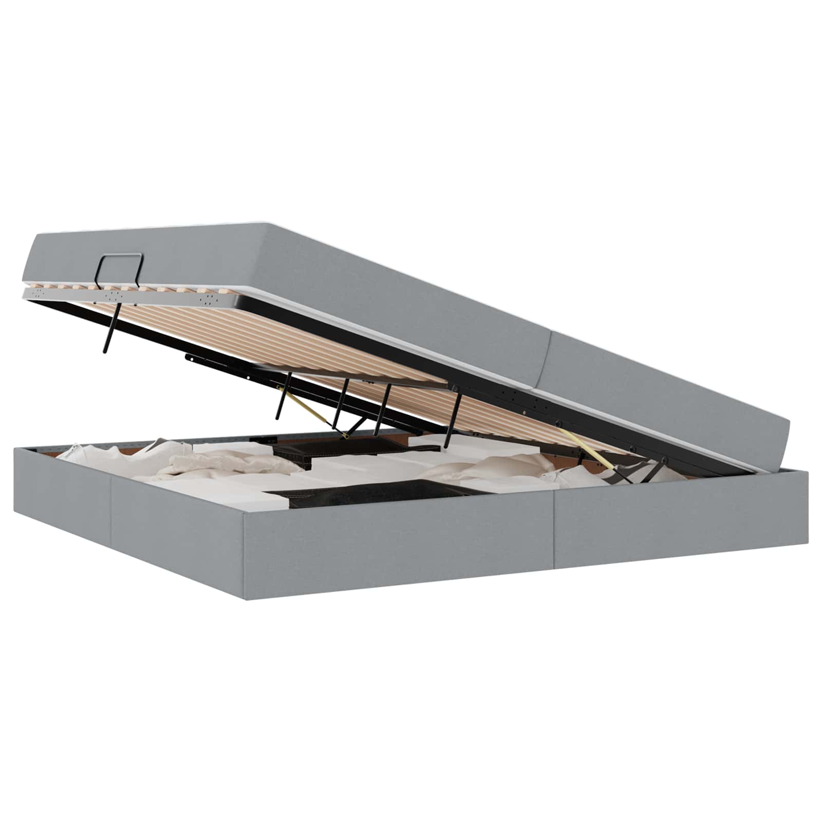 Κρεβάτι με αποθηκευτικό χώρο και στρώμα με στρώμα Ανοιχτό γκρι