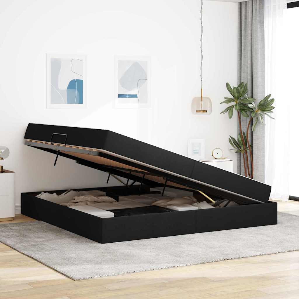 Κρεβάτι με αποθηκευτικό χώρο και στρώμα Μαύρο 200 x 200 cm - Pakobazaar