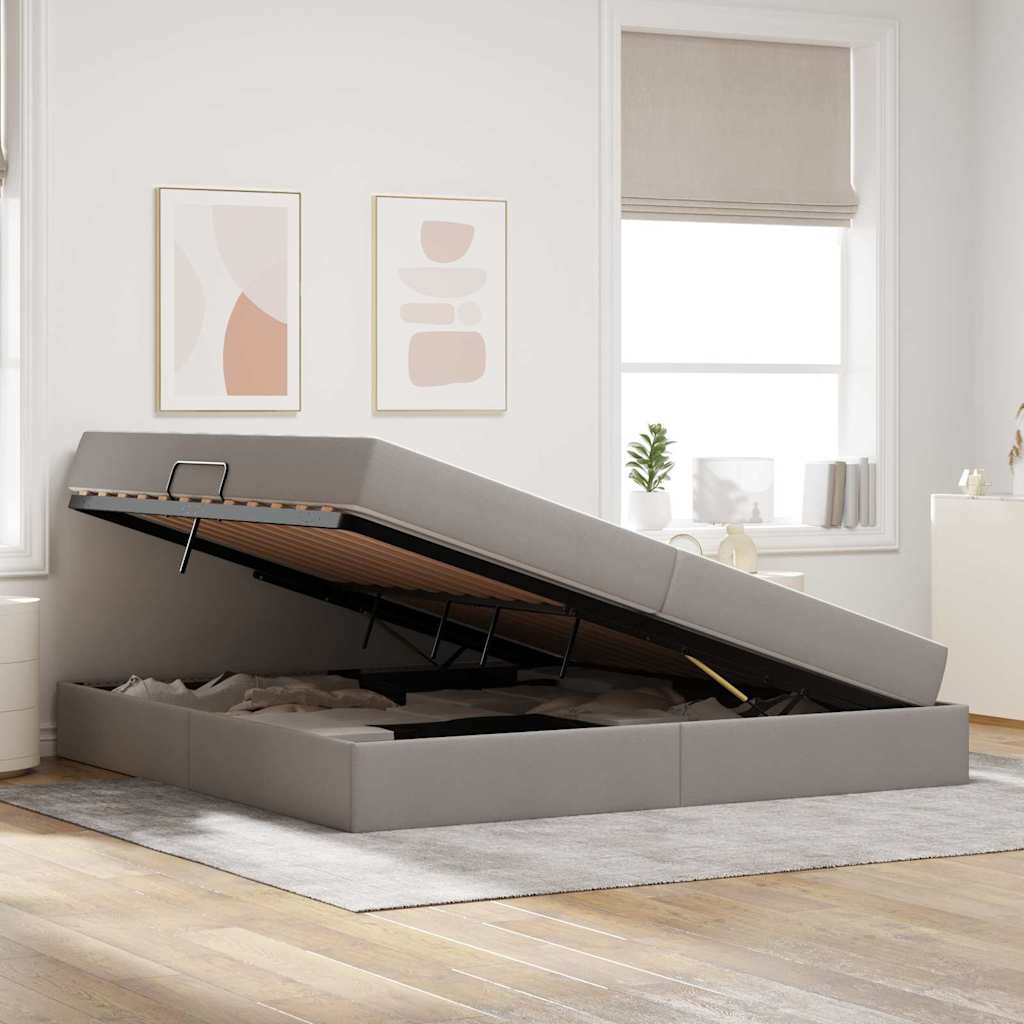 Κρεβάτι με αποθηκευτικό χώρο και στρώμα Taupe 200 x 200 cm