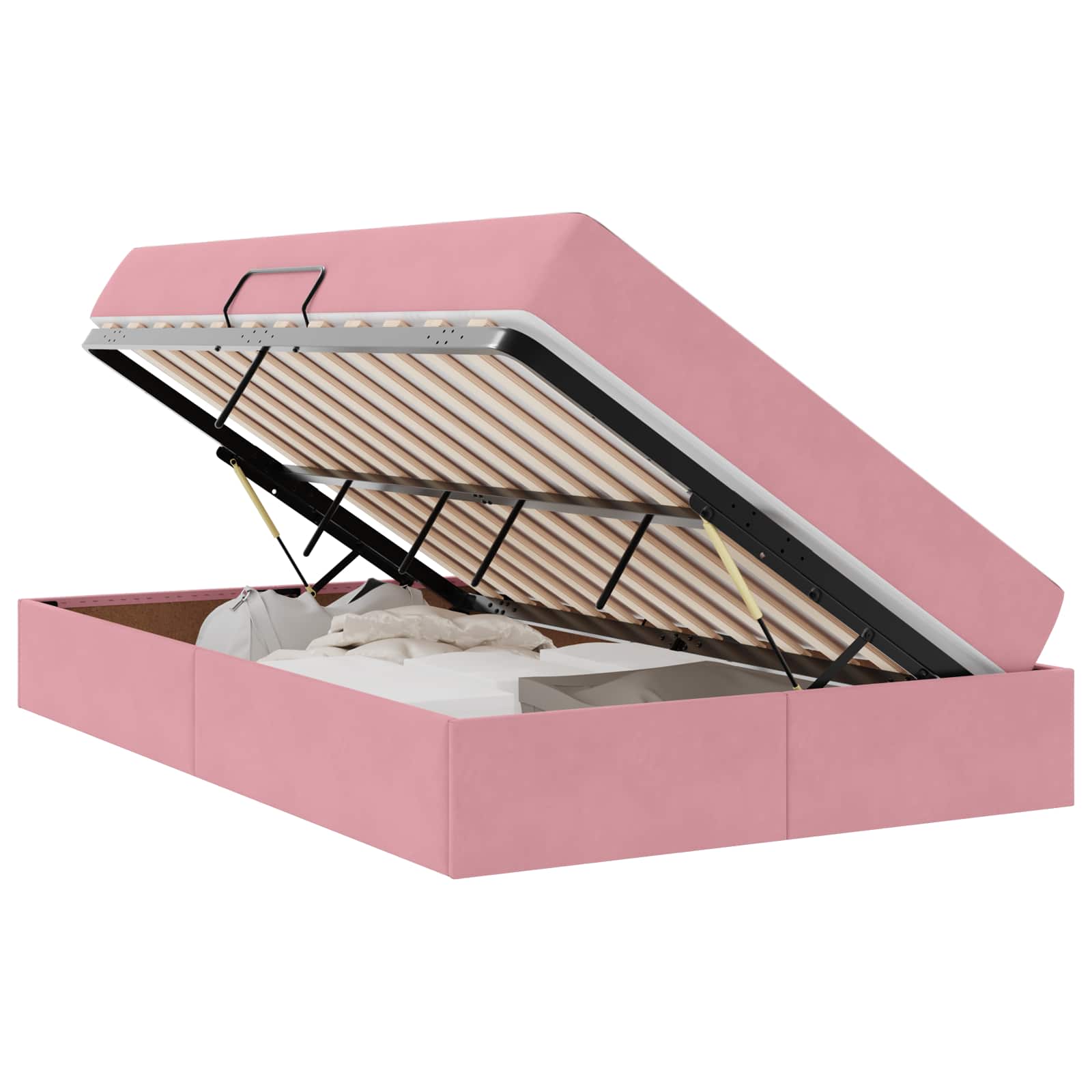 Κρεβάτι με αποθηκευτικό χώρο και στρώμα Ροζ 120 x 190 cm