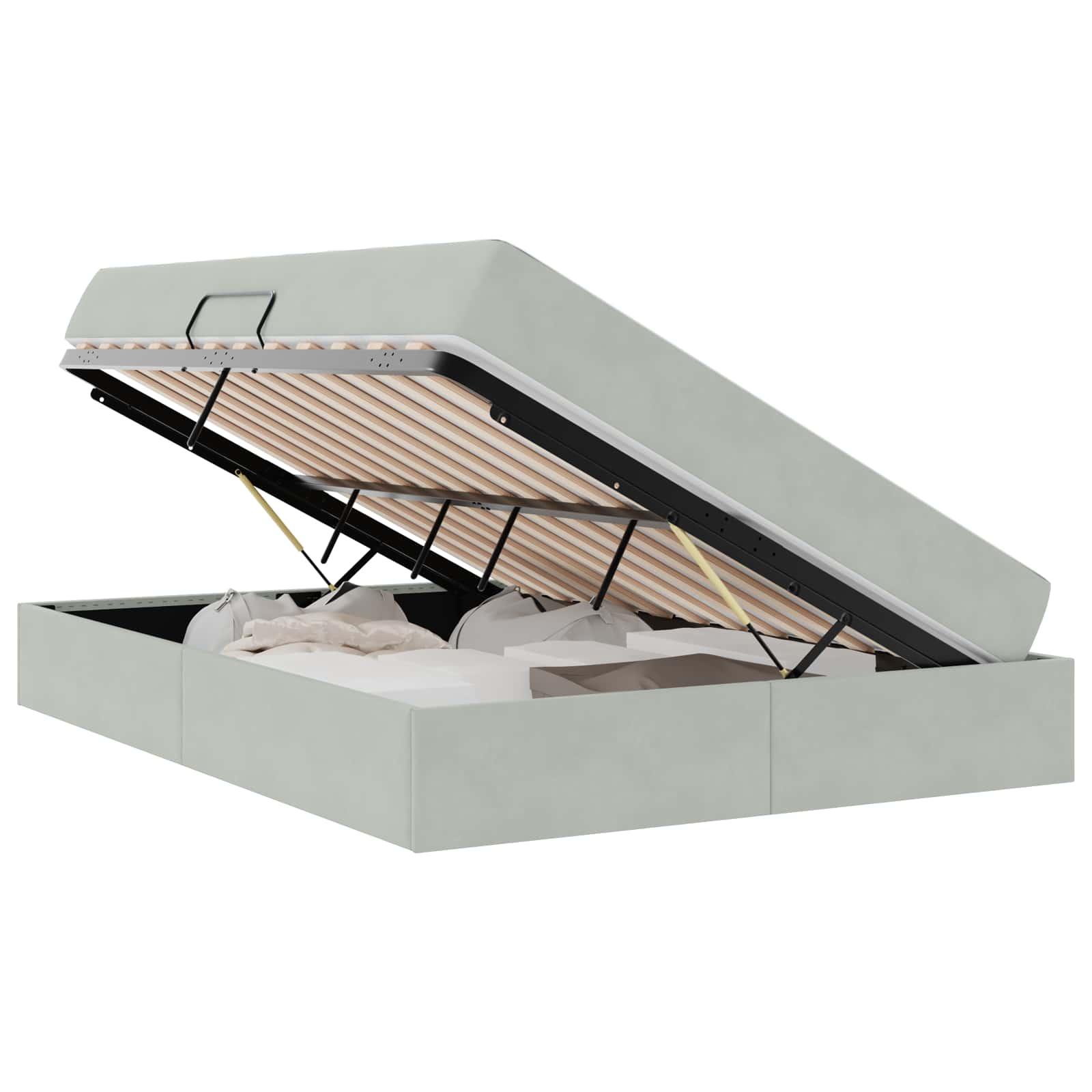 Κρεβάτι με αποθηκευτικό χώρο και στρώμα με στρώμα Ανοιχτό γκρι - Pakobazaar