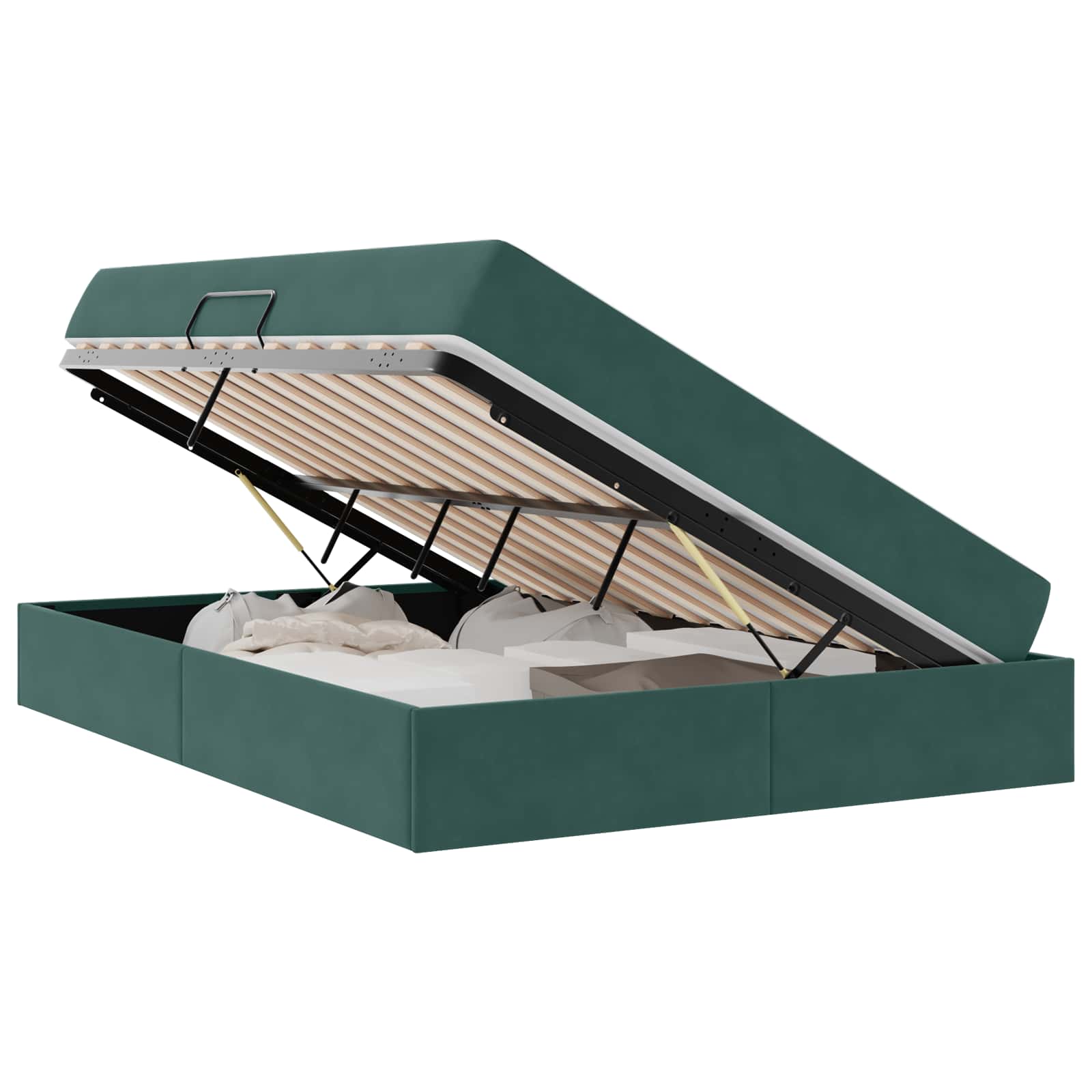 Κρεβάτι με αποθηκευτικό χώρο και στρώμα Σκούρο Πράσινο