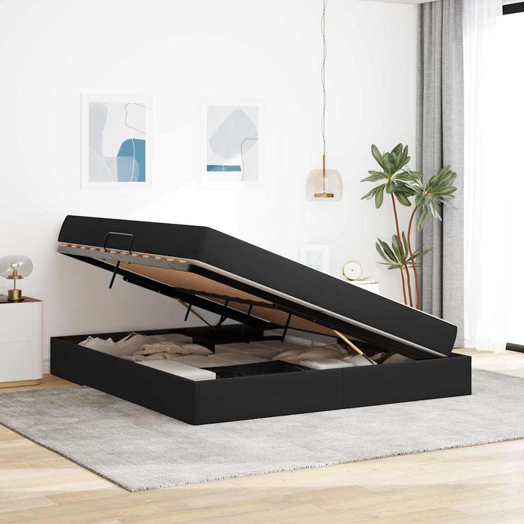 Κρεβάτι με αποθηκευτικό χώρο και στρώμα Μαύρο 160 x 200 cm
