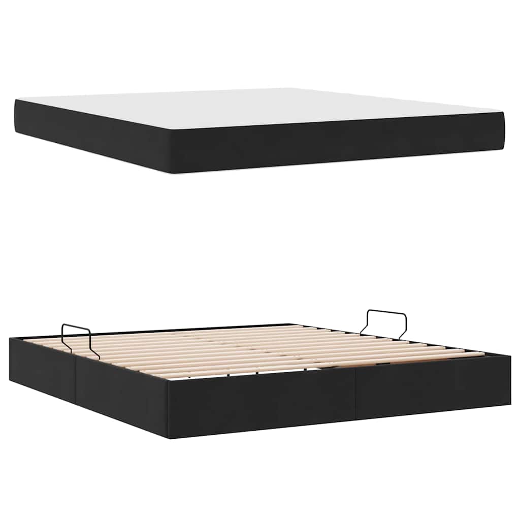 Κρεβάτι με αποθηκευτικό χώρο και στρώμα Μαύρο 180 x 200 cm