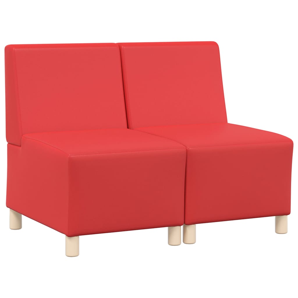 Μοναδικός Καναπές χωρίς Χερούλια 2 τμχ. Κόκκινο Τεχνητό Δέρμα