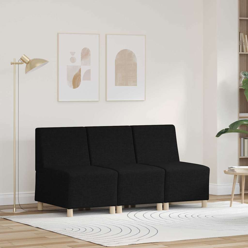 Μοναδικός Καναπές χωρίς Χερούλια 3 pcs Μαύρο 55 x 74 x 82 εκ.