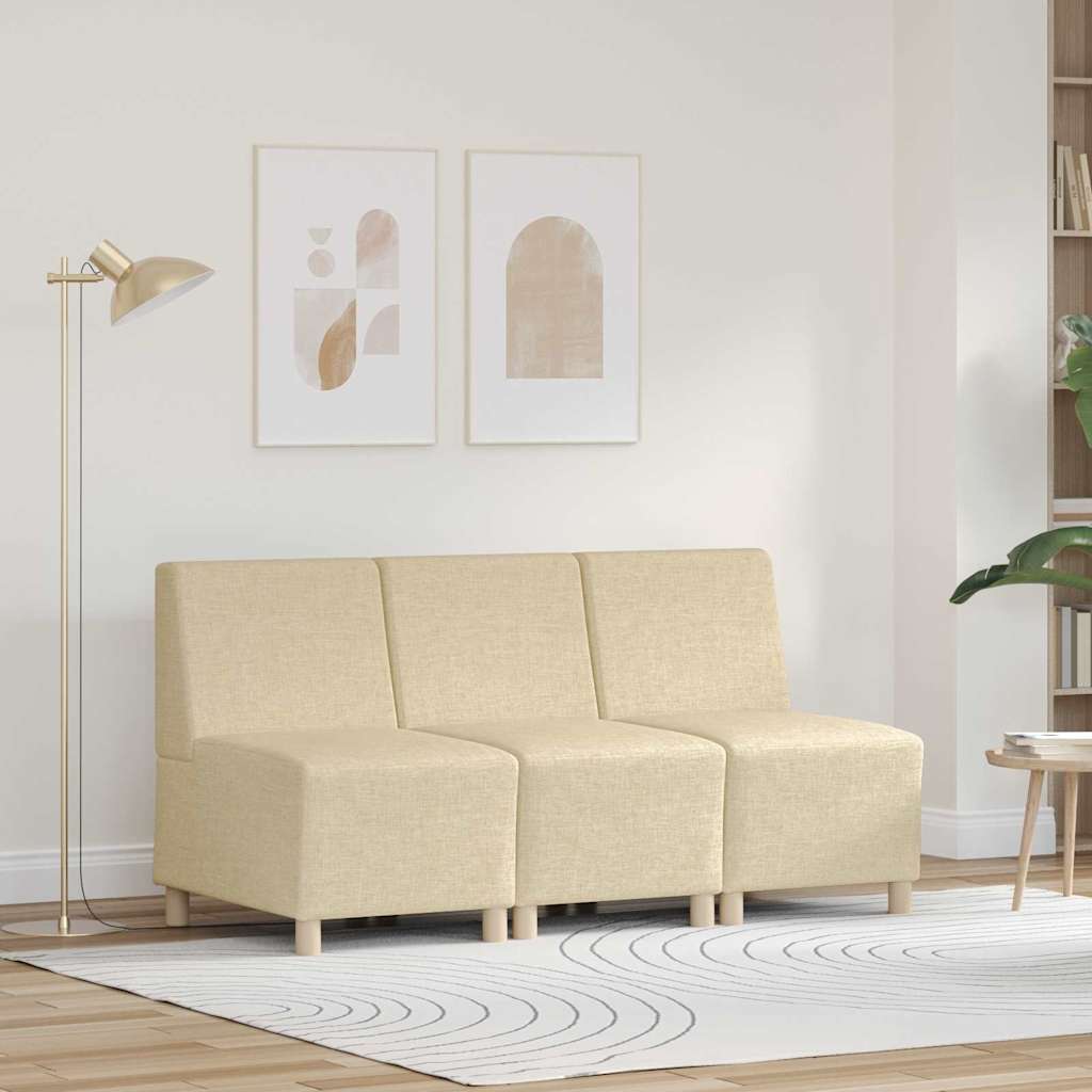 Μοναδικός Καναπές χωρίς Χερούλια 3 pcs Κρεμ 55 x 74 x 82 εκ.