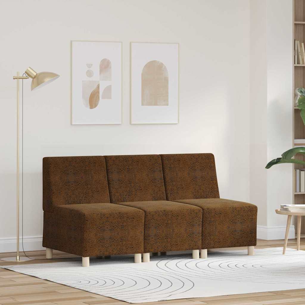 Μοναδικός Καναπές χωρίς Χερούλια 3 pcs Καφέ 55 x 74 x 82 εκ. - Pakobazaar