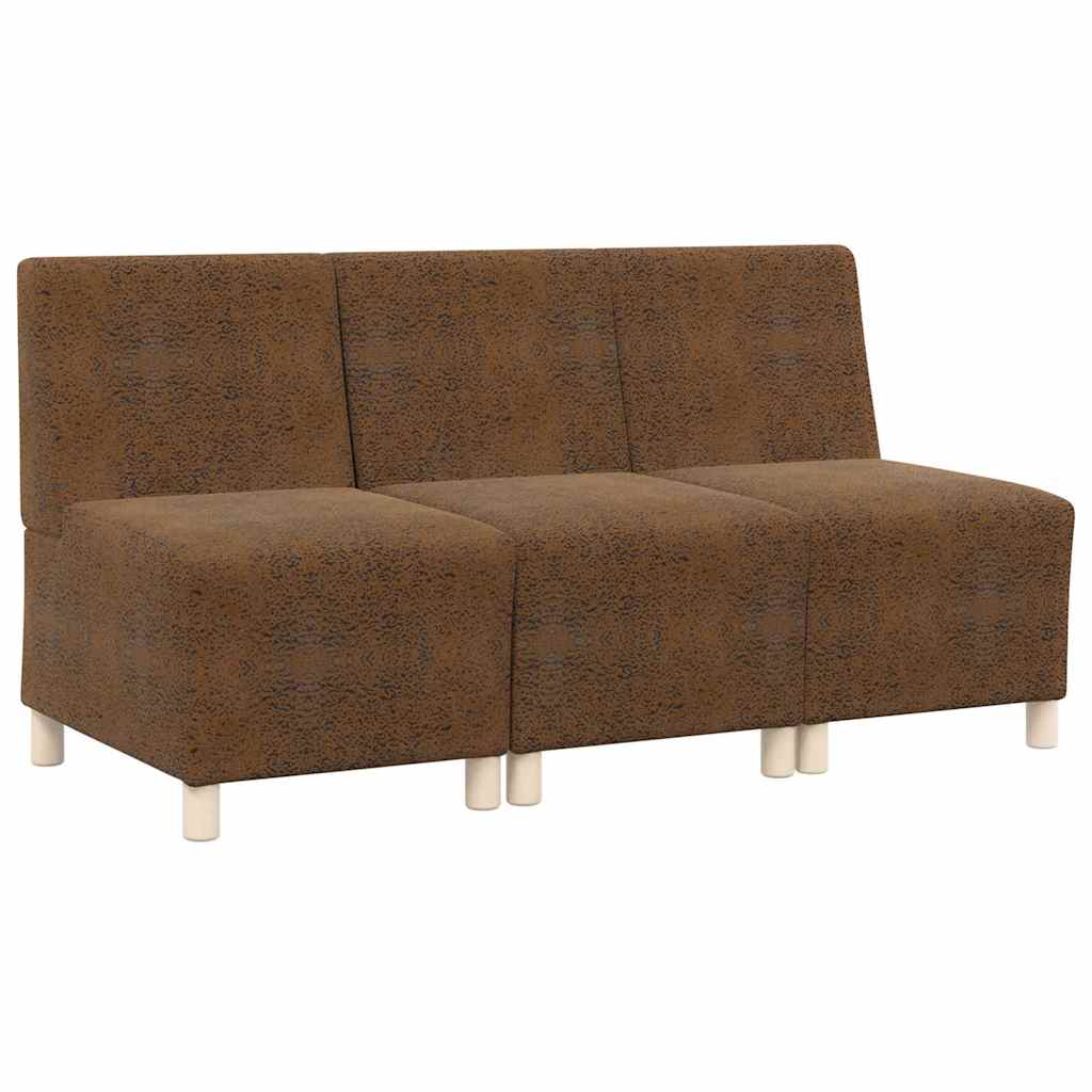 Μοναδικός Καναπές χωρίς Χερούλια 3 pcs Καφέ 55 x 74 x 82 εκ. - Pakobazaar