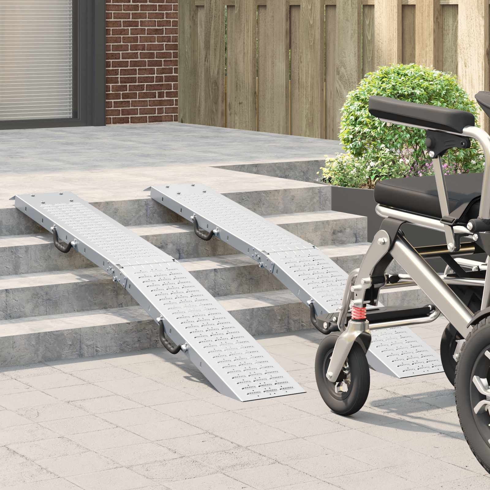 Πτυσσόμενη ράμπα 200kg ανά ράμπα 2 pcs Ασημί 166 x 23 x 4,5 εκ - Pakobazaar