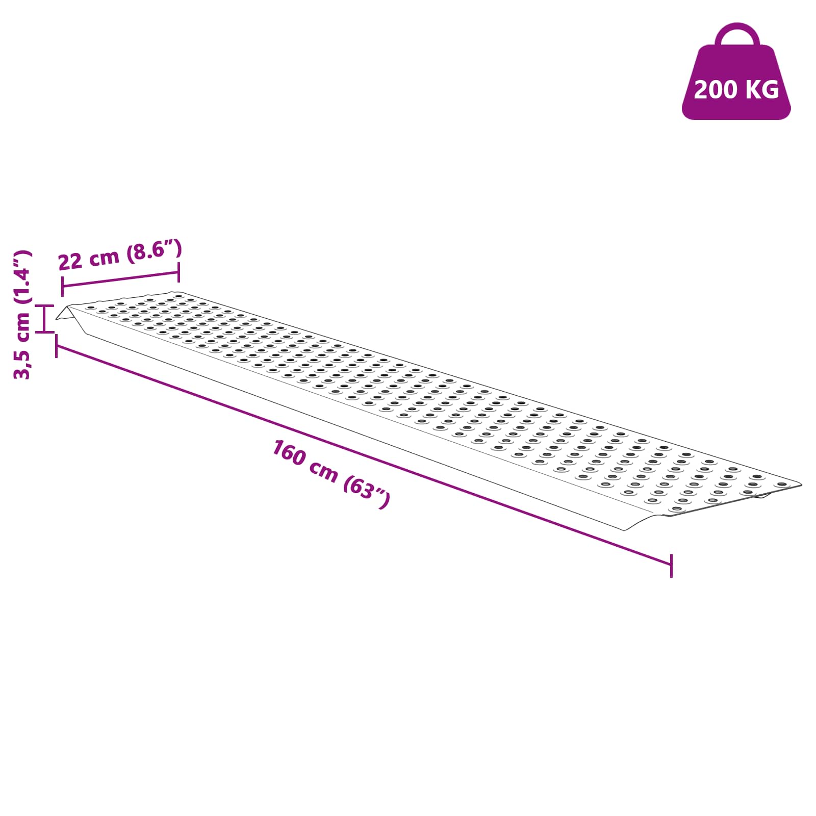 Ράμπα φόρτωσης 200 kg Ασημί 159 x 23 x 5 cm - Pakobazaar