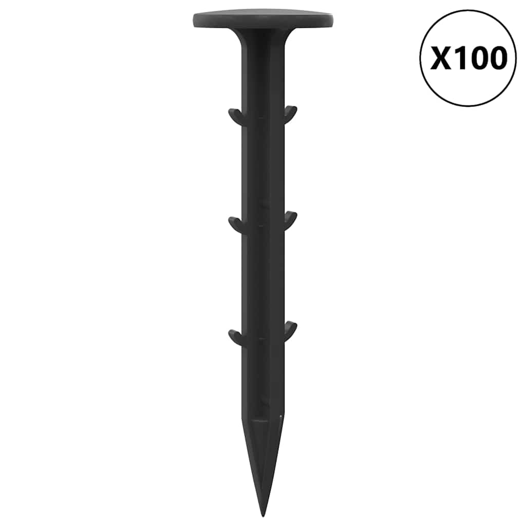 Παλούκια εδάφους 100 pcs Μαύρο Ø3 x 11 εκ Πλαστικό