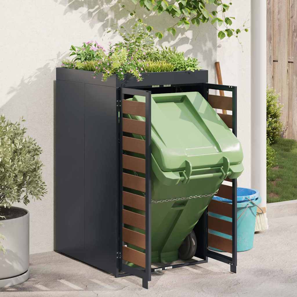 Αποθήκευση Κάδου με Στέγη Γλάστρας για Κάδο 240L Ανθρακί Ατσάλι - Pakobazaar