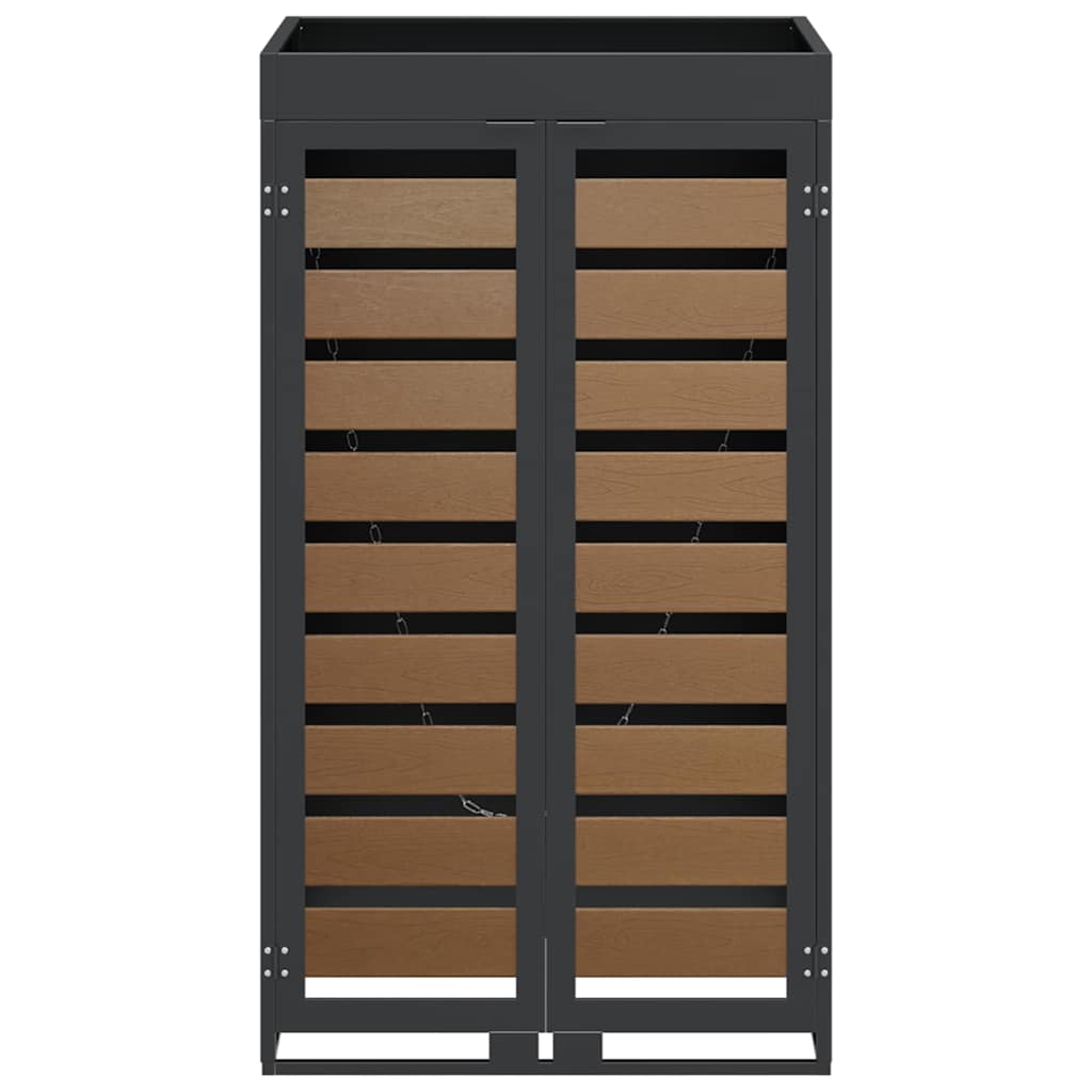 Αποθήκευση Κάδου με Στέγη Γλάστρας για Κάδο 240L Ανθρακί Ατσάλι - Pakobazaar