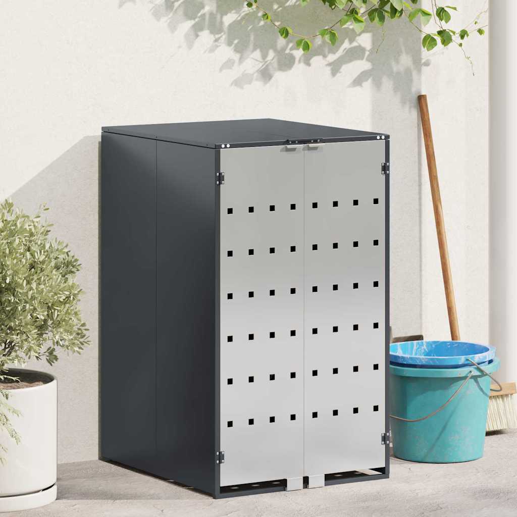 Αποθήκευση Κάδου με Καπάκι Αερίου για Κάδο 240L Ανθρακί Ατσάλι - Pakobazaar