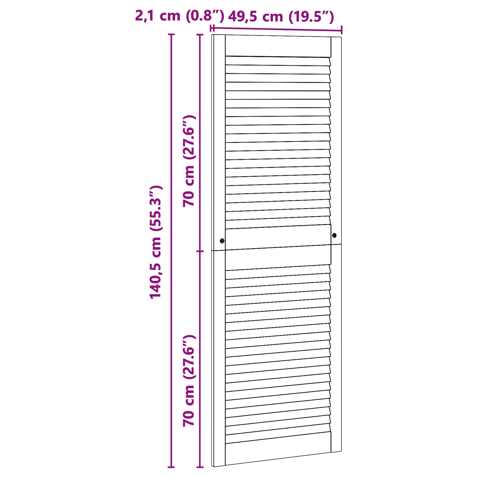 Πόρτα Ντουλάπας με πόρτα 2 pcs Φυσικό 49,5 x 2,1 x 140,5 εκ - Pakobazaar