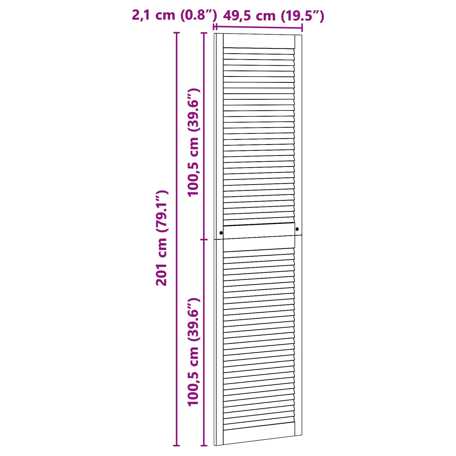 Πόρτα Ντουλάπας με πόρτα 2 pcs Φυσικό 201 x 2,1 x 49,5 cm - Pakobazaar