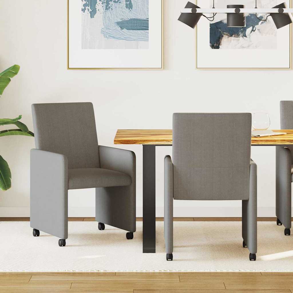 Καρέκλες Φαγητού με Ρόδες 2 pcs Ανοιχτό γκρι 57 x 66 x 94 εκ