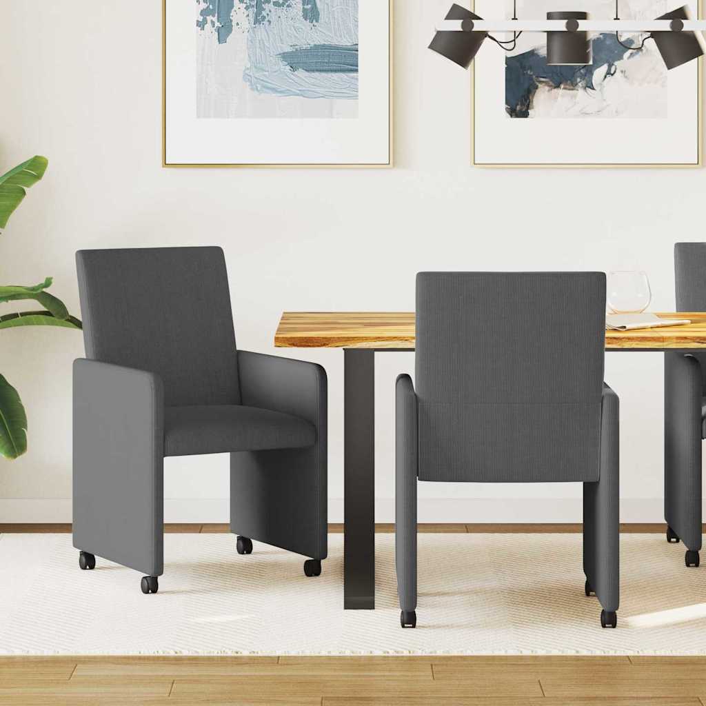 Καρέκλες Φαγητού με Ρόδες 2 pcs Σκούρο γκρι 57 x 66 x 94 εκ