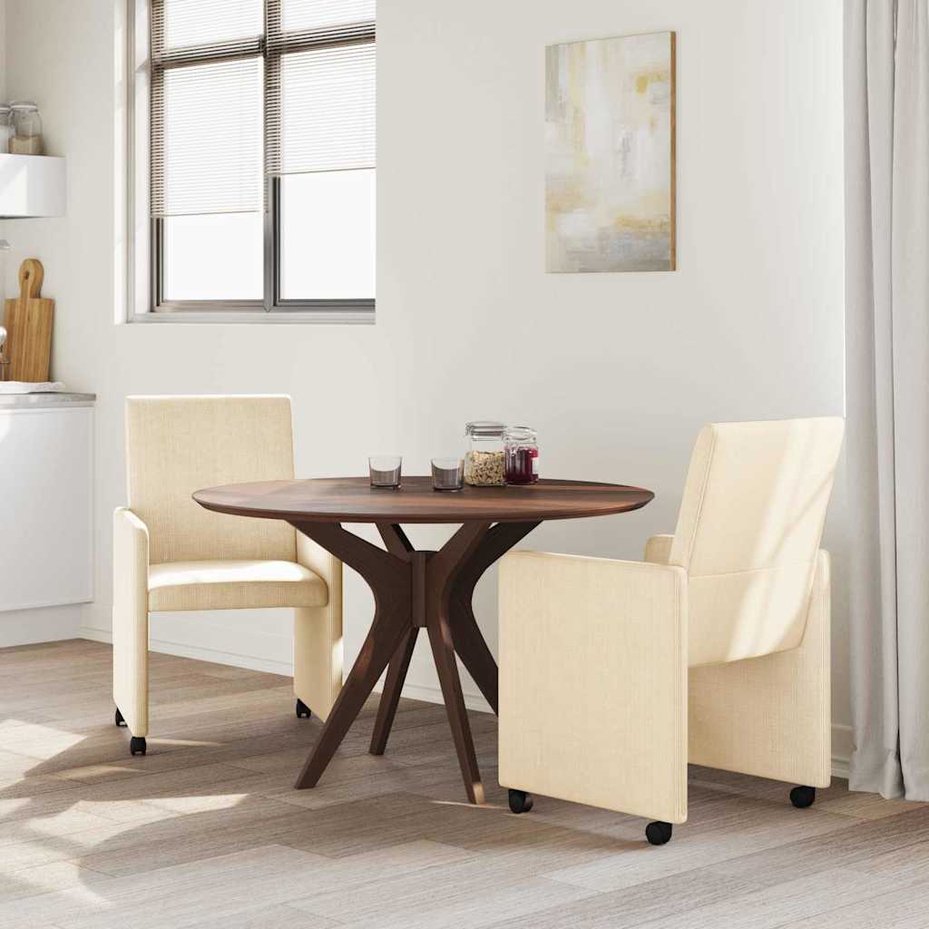 Καρέκλες Φαγητού με Ρόδες 2 pcs Κρεμ 57 x 66 x 94 εκ Βελούδο