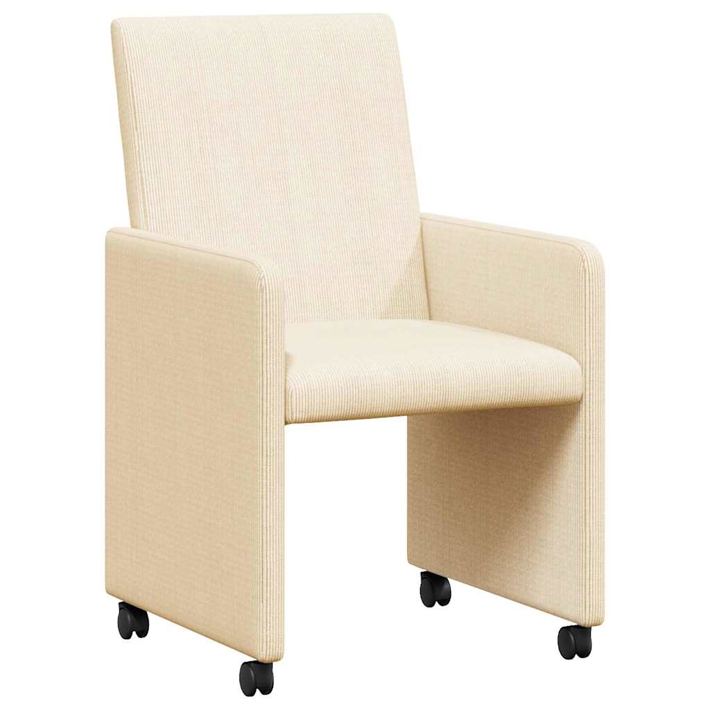 Καρέκλες Φαγητού με Ρόδες 2 pcs Κρεμ 57 x 66 x 94 εκ Βελούδο