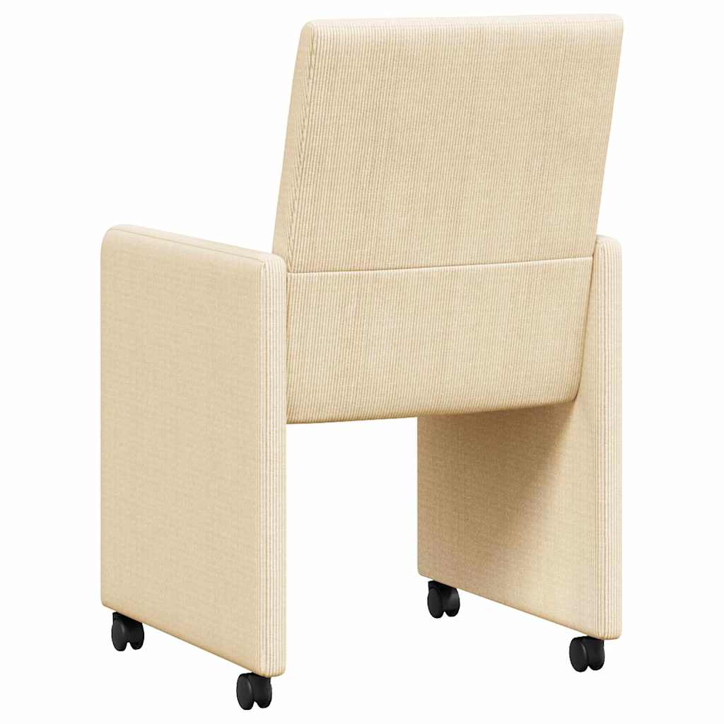Καρέκλες Φαγητού με Ρόδες 2 pcs Κρεμ 57 x 66 x 94 εκ Βελούδο