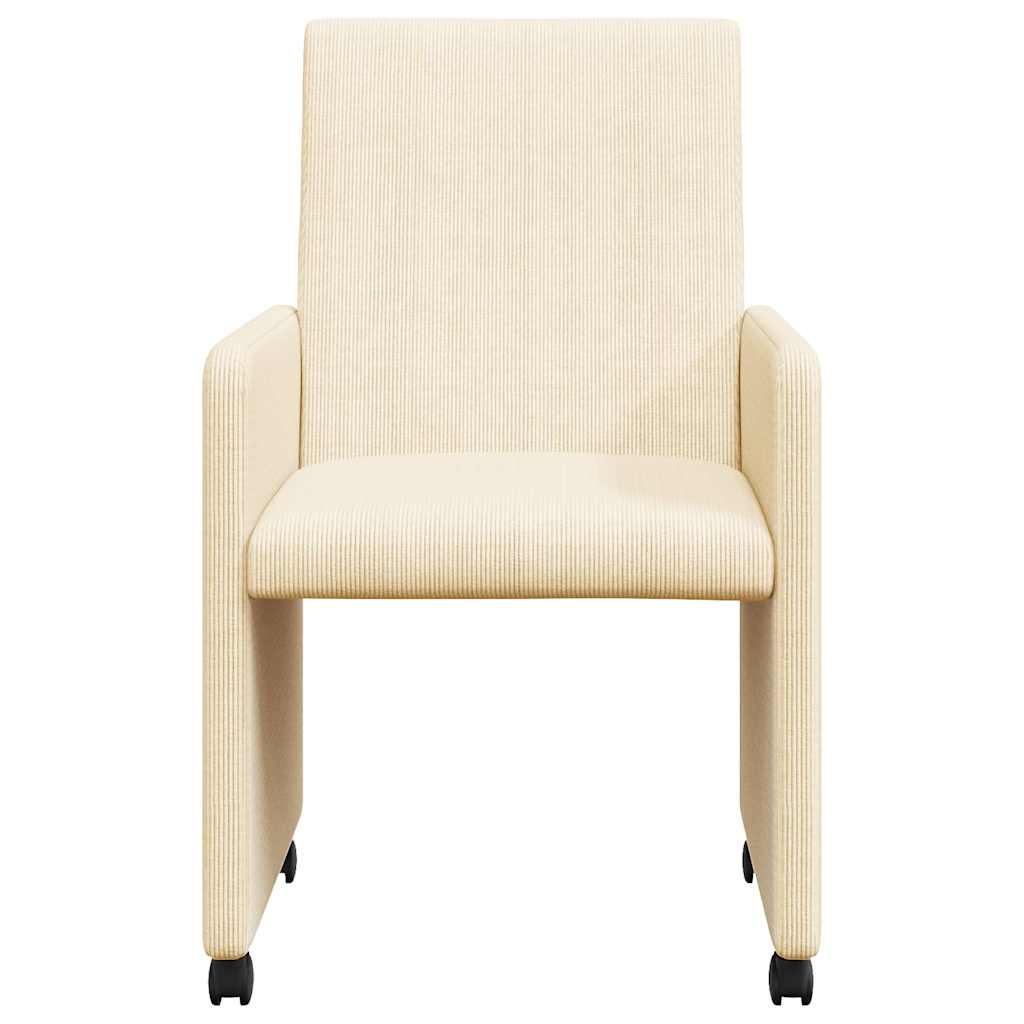Καρέκλες Φαγητού με Ρόδες 2 pcs Κρεμ 57 x 66 x 94 εκ Βελούδο