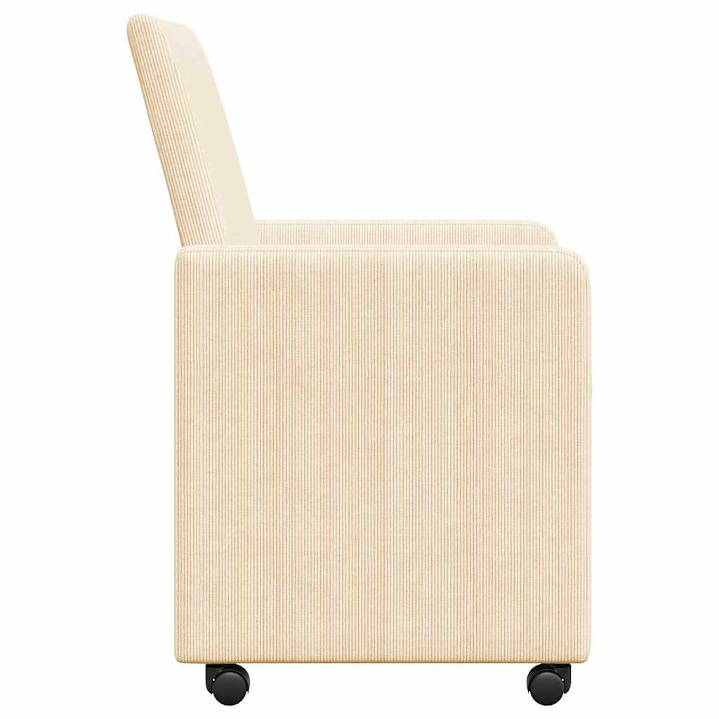 Καρέκλες Φαγητού με Ρόδες 2 pcs Κρεμ 57 x 66 x 94 εκ Βελούδο