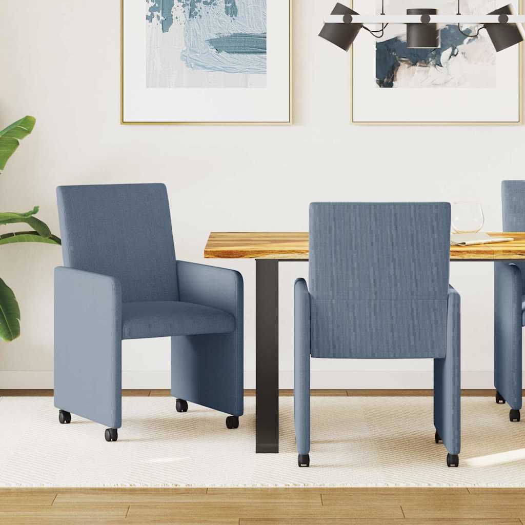 Καρέκλες Φαγητού με Ρόδες 2 pcs Μπλε 57 x 66 x 94 εκ Βελούδο