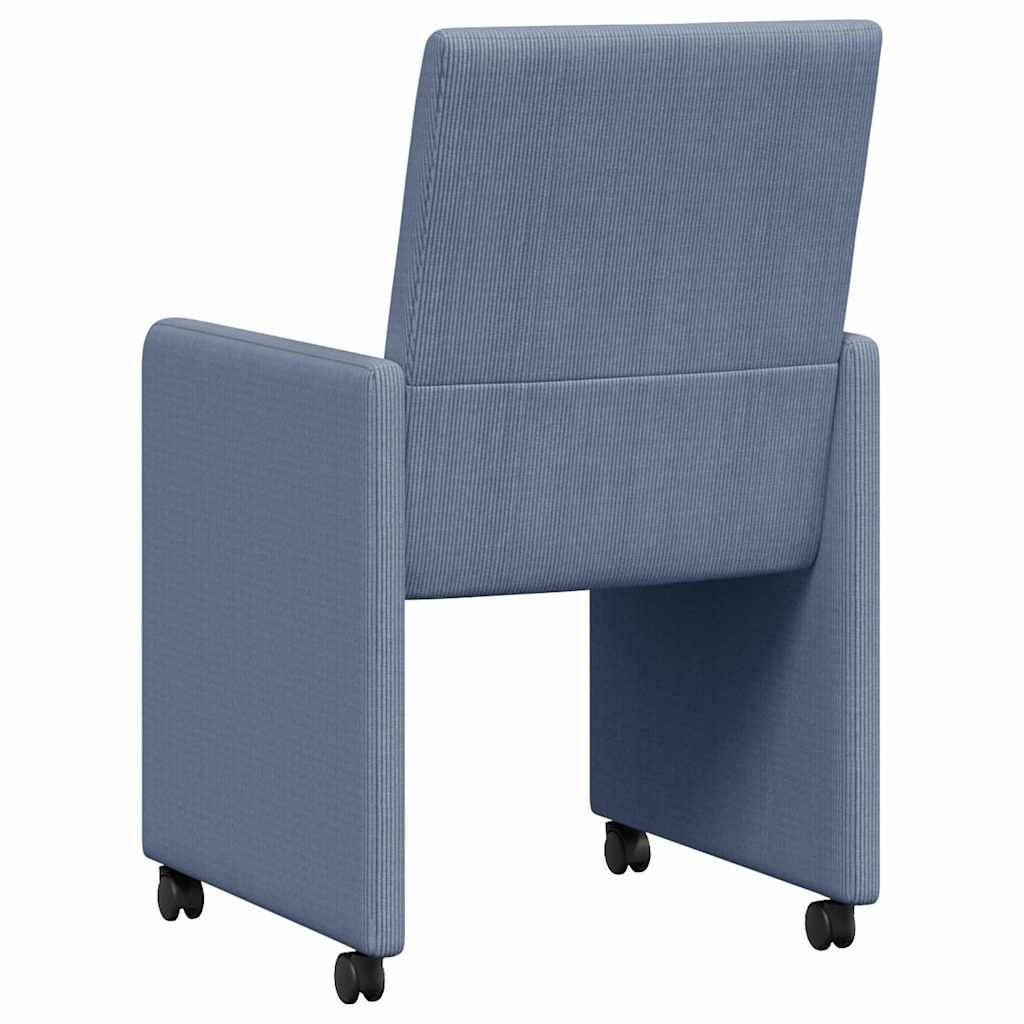 Καρέκλες Φαγητού με Ρόδες 2 pcs Μπλε 57 x 66 x 94 εκ Βελούδο