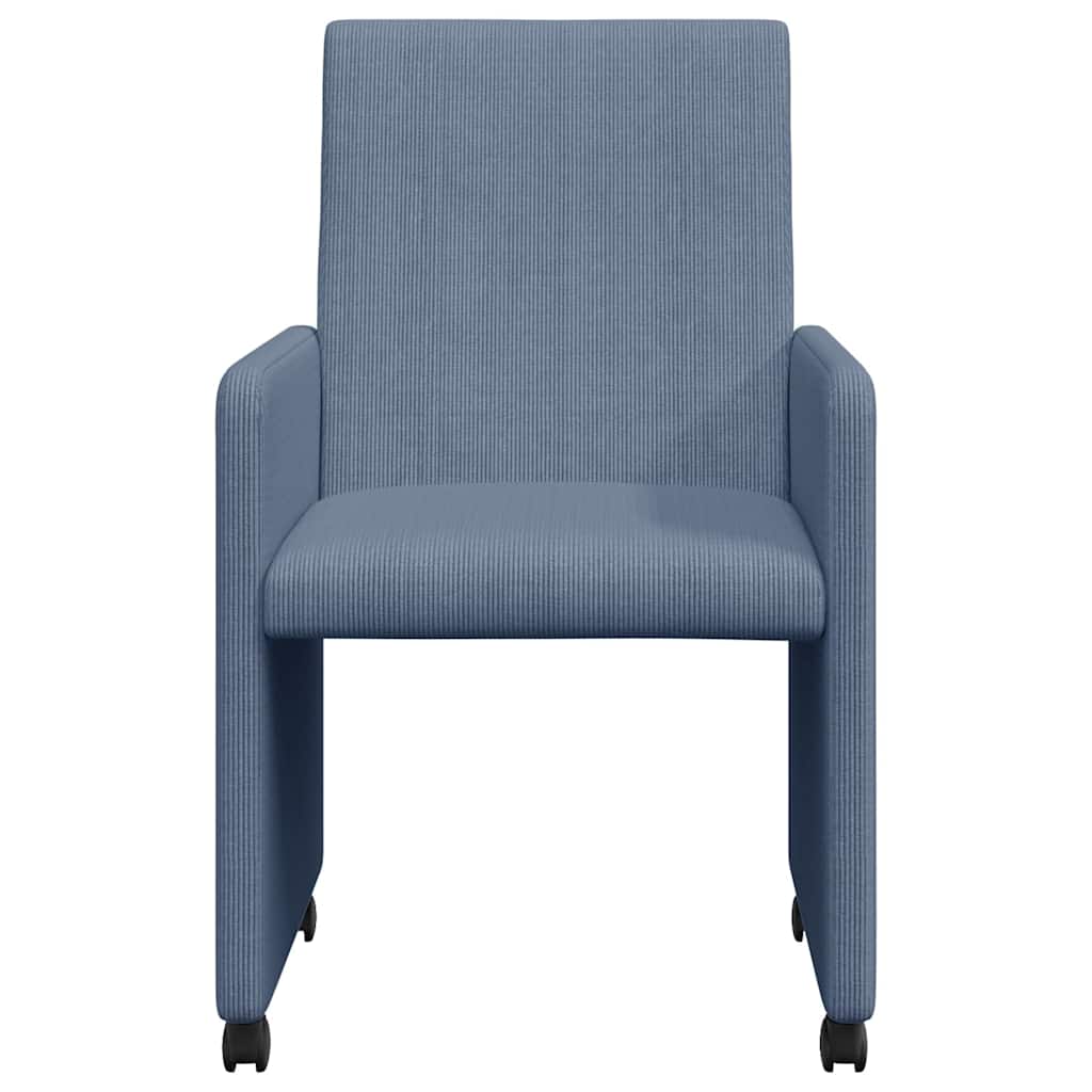 Καρέκλες Φαγητού με Ρόδες 2 pcs Μπλε 57 x 66 x 94 εκ Βελούδο