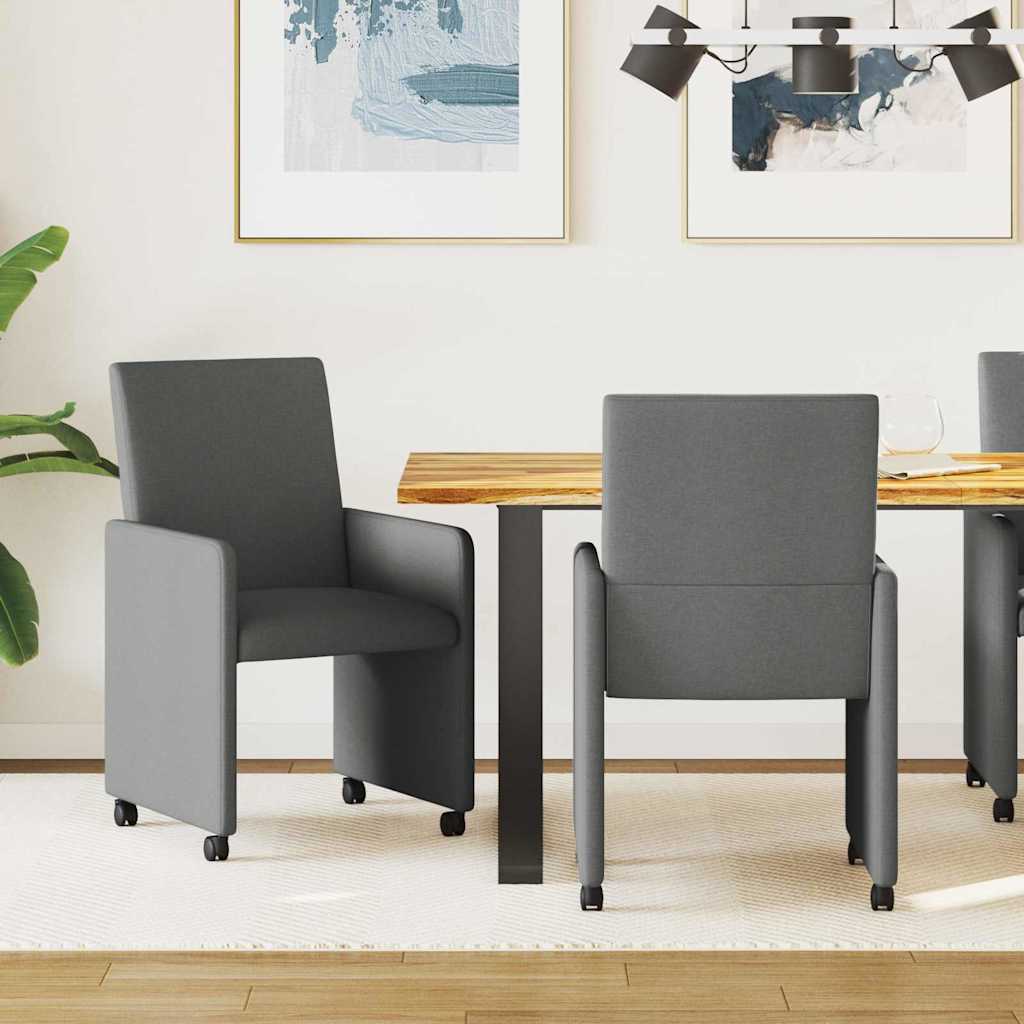 Καρέκλες Φαγητού με Ρόδες 2 pcs Σκούρο Γκρι 57 x 66 x 94 εκ
