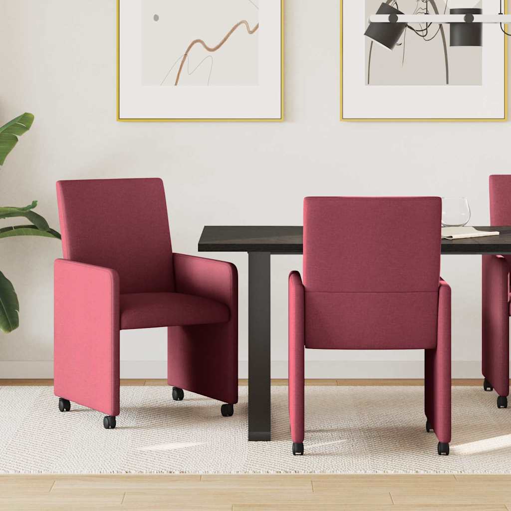 Καρέκλες Φαγητού με Ρόδες 2 pcs Μπορντό 57 x 66 x 94 εκ ύφασμα - Pakobazaar