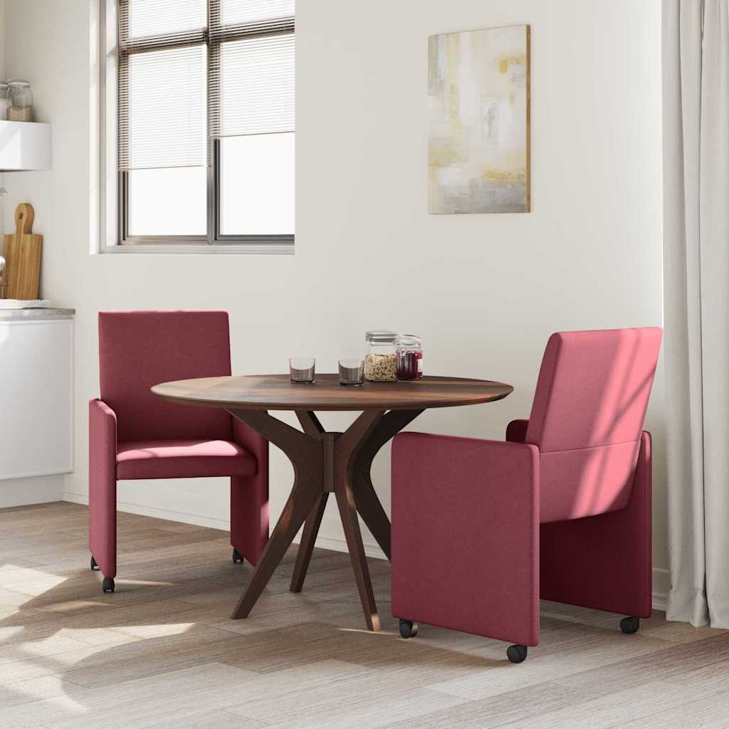 Καρέκλες Φαγητού με Ρόδες 2 pcs Μπορντό 57 x 66 x 94 εκ ύφασμα - Pakobazaar