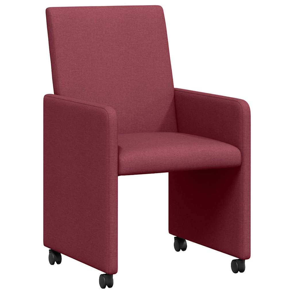 Καρέκλες Φαγητού με Ρόδες 2 pcs Μπορντό 57 x 66 x 94 εκ ύφασμα - Pakobazaar