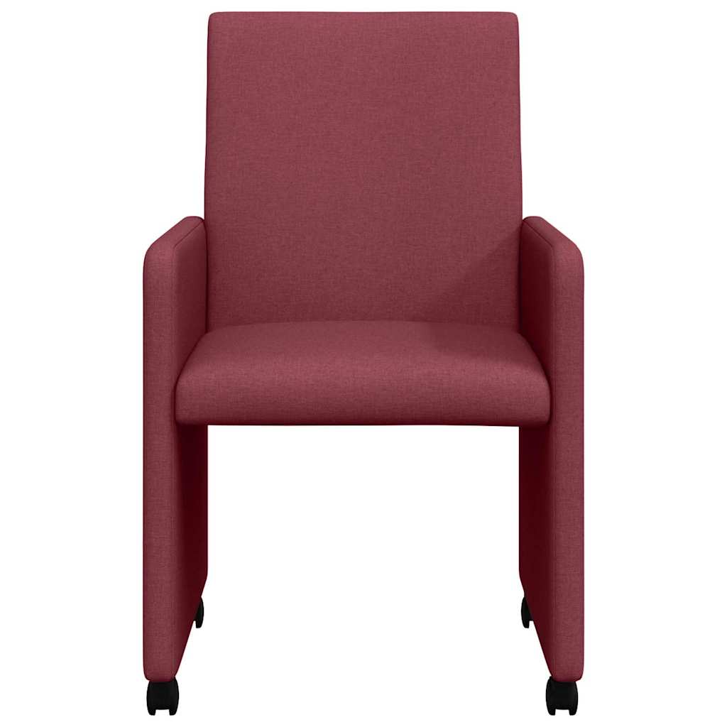 Καρέκλες Φαγητού με Ρόδες 2 pcs Μπορντό 57 x 66 x 94 εκ ύφασμα - Pakobazaar
