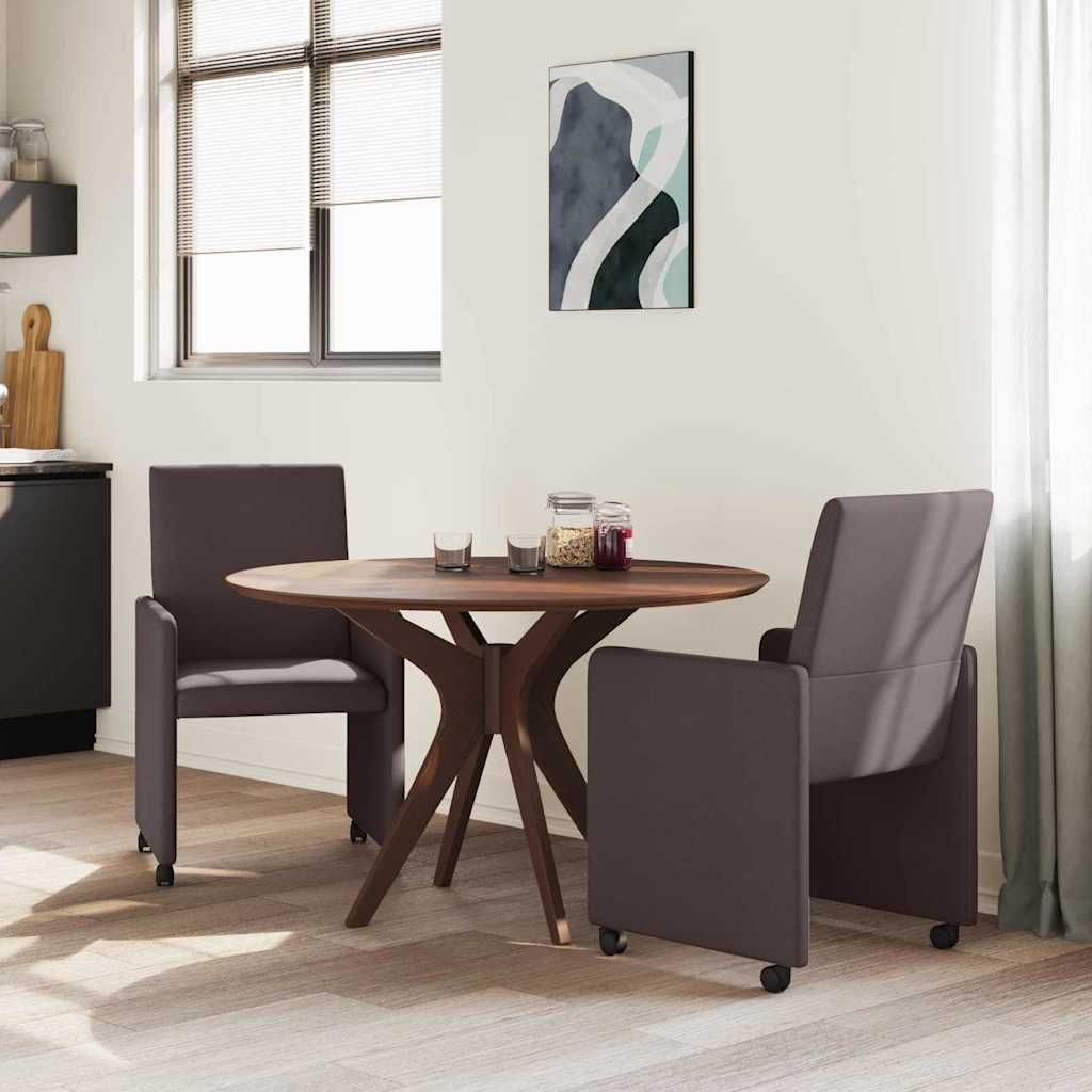 Καρέκλες Φαγητού με Ρόδες 2 pcs Σκούρο Καφέ 57 x 66 x 94 εκ